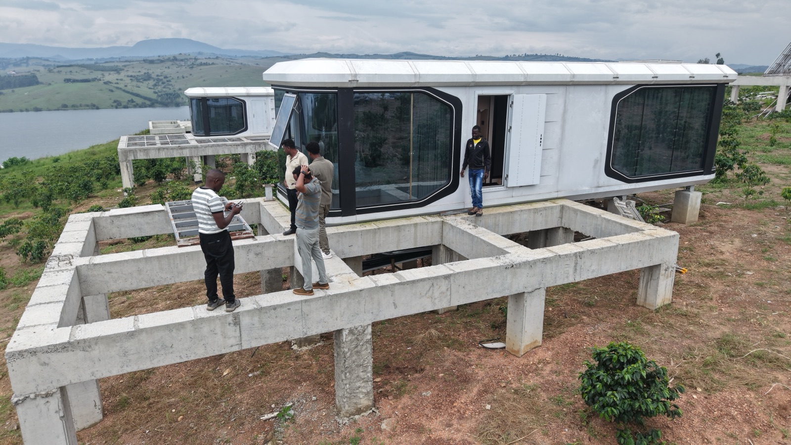 Lake-side glamping pod at Inspire Africa Coffee Park estate