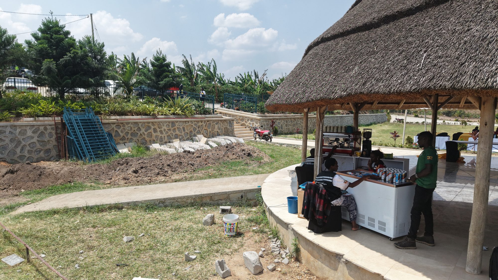 The coffee and cold brew service point beside the lakeside pavilion