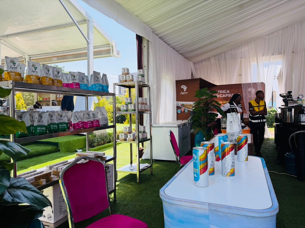 The Africa Coffee Park stand at the Coffee & Cocoa Expo, with the Inspire Africa range on display.