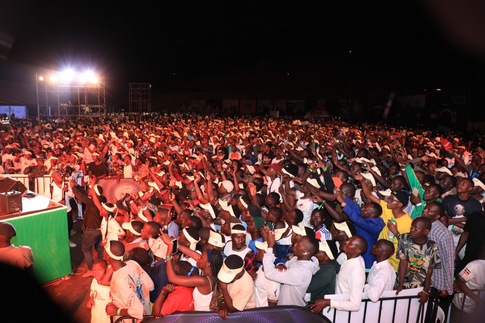 Night-time crowd at the Coffee Marathon Uganda concert
