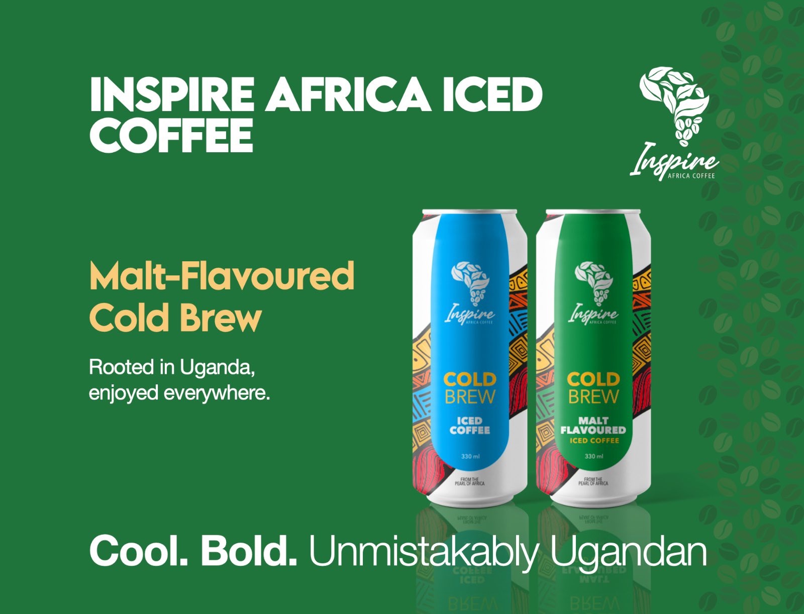 Inspire Africa Iced Coffee — Malt-Flavoured Cold Brew. Cool. Bold. Unmistakably Ugandan.