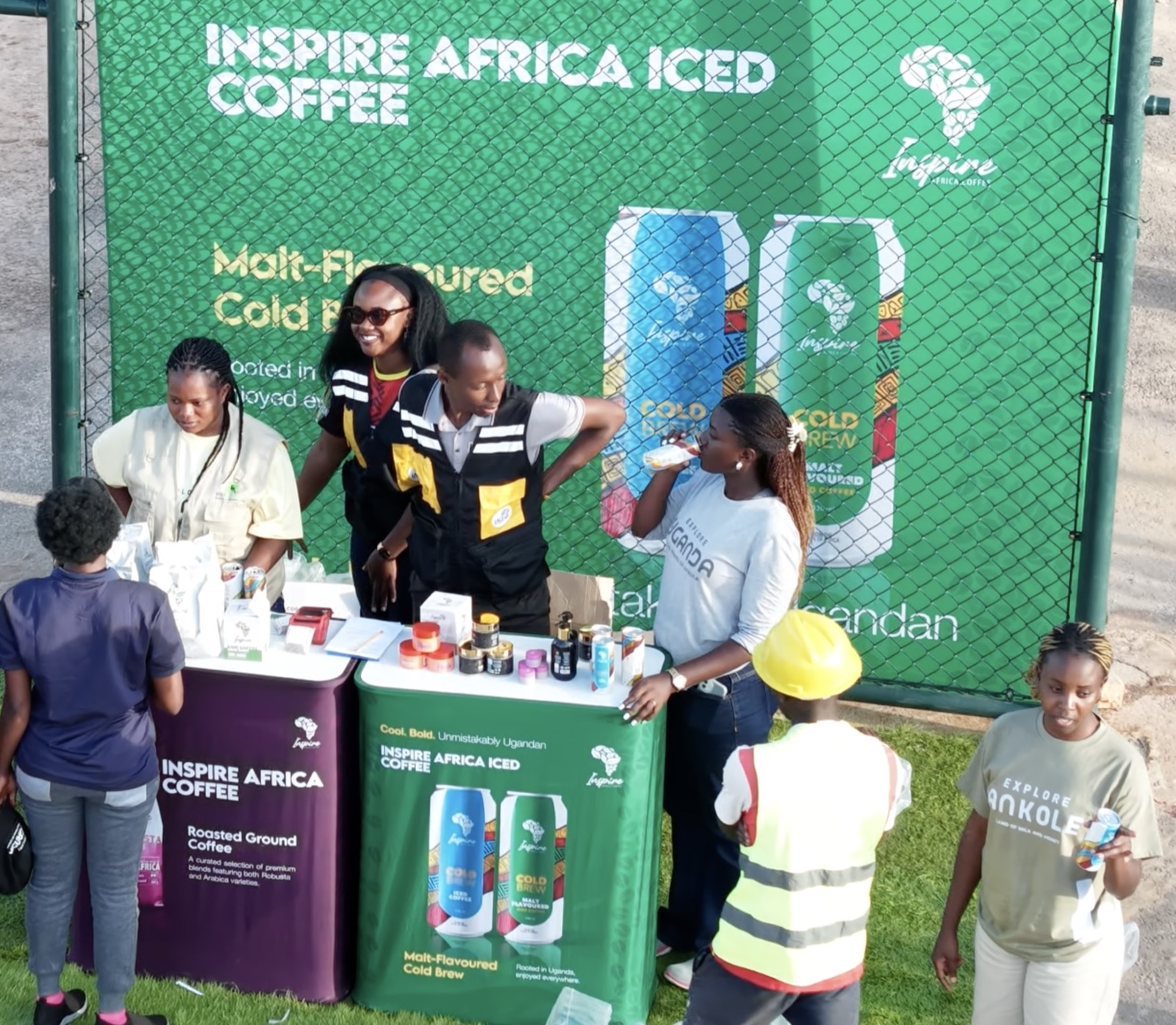 Inspire iced coffee energy drinks at a promotional event stall