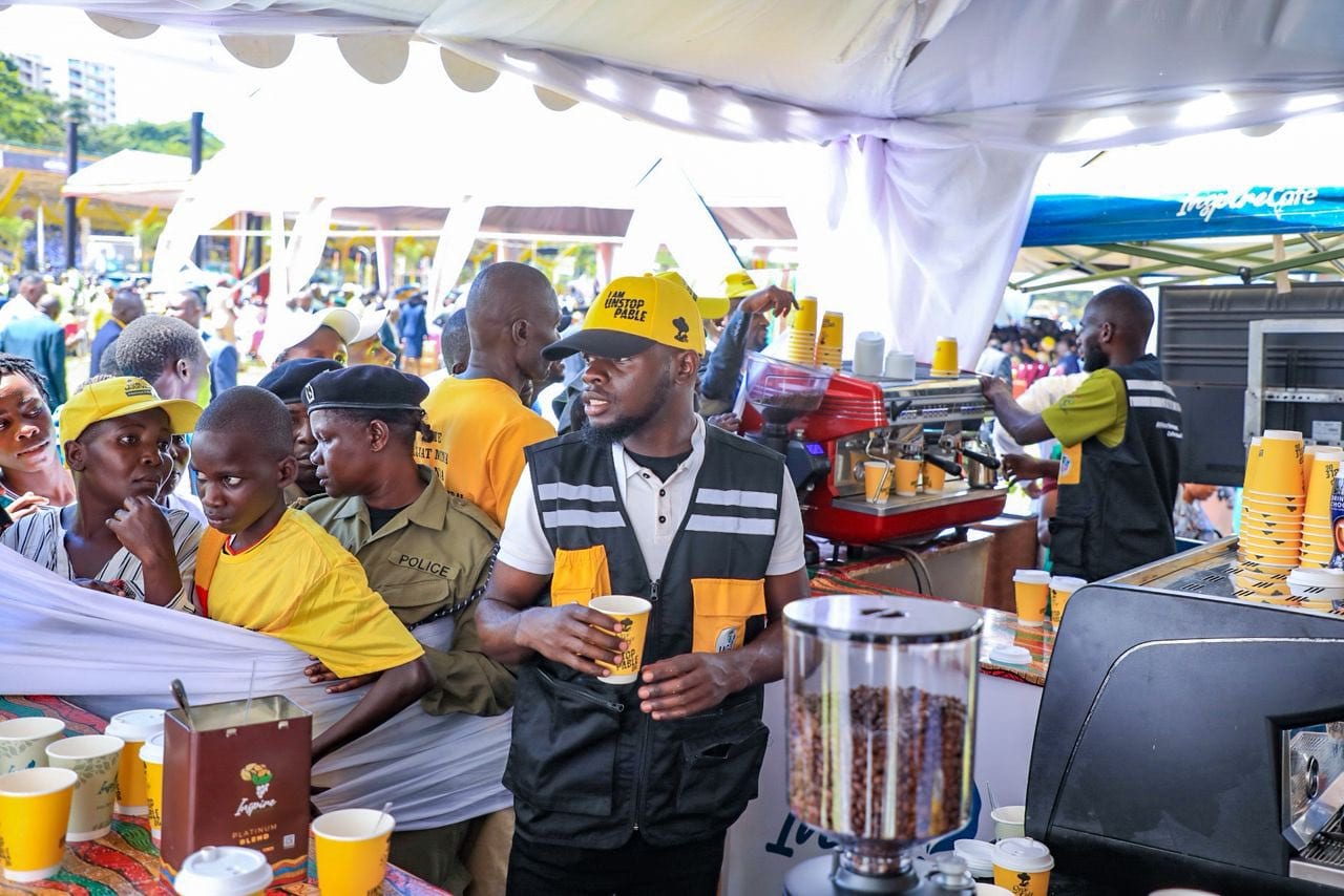 Inspire Africa Coffee Park iced cold brew station at the Kololo swearing-in