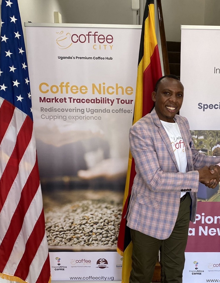 Nelson Tugume at the Coffee City coffee-traceability tour