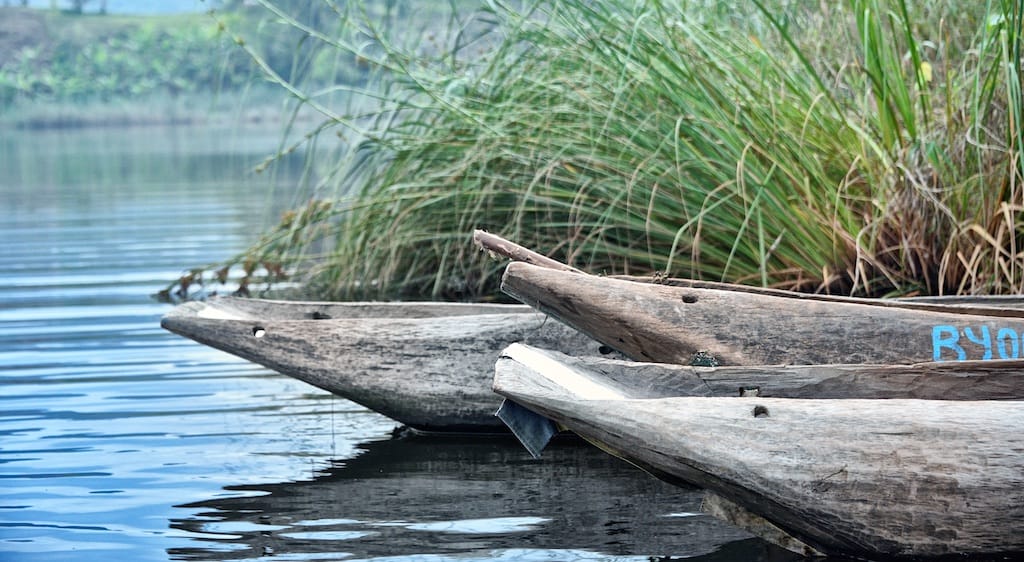 Traditional canoes on Lake Bunyonyi