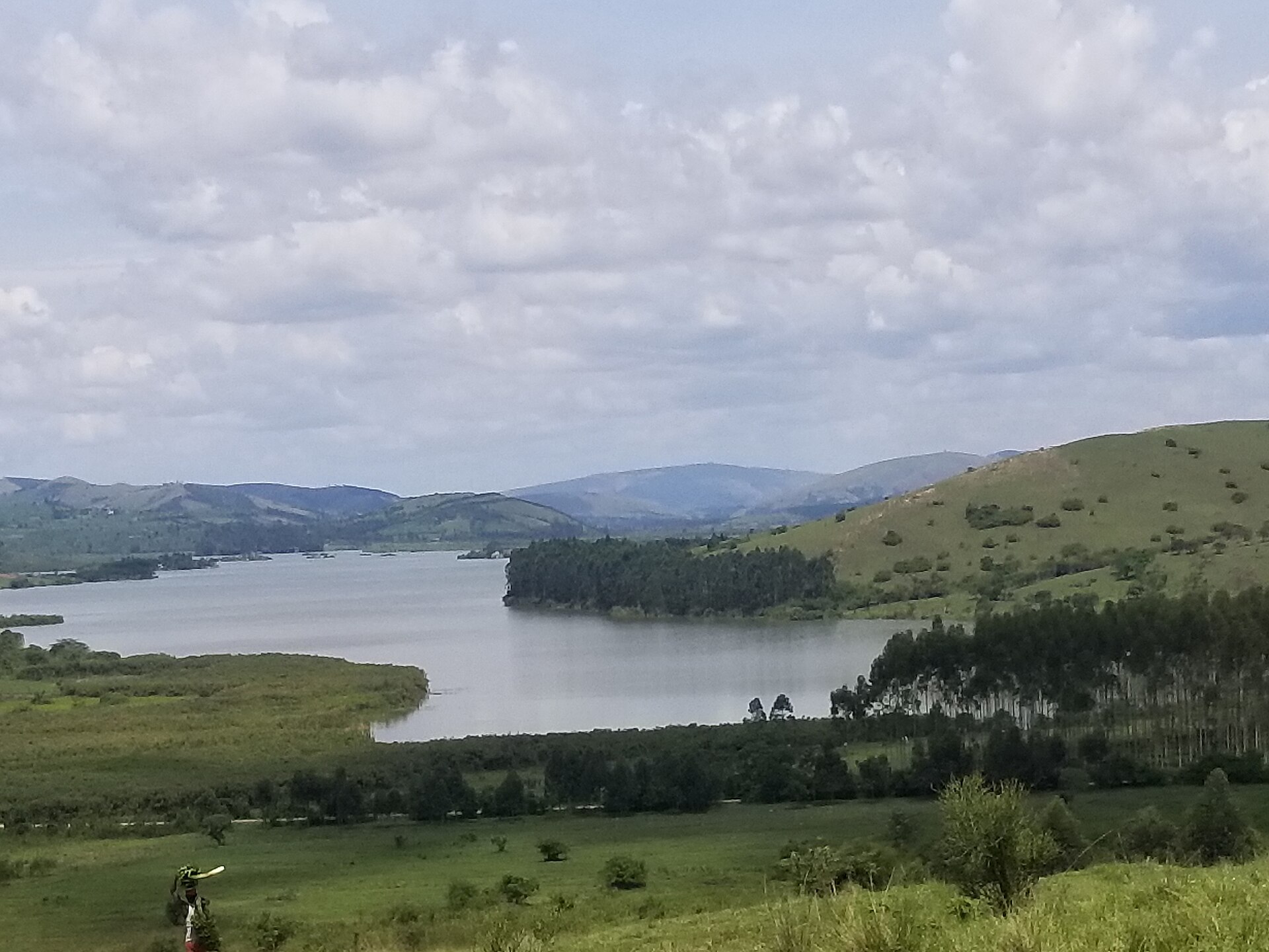 Lake Nyabihoko crater lake surrounded by hills, Ntungamo District, Uganda